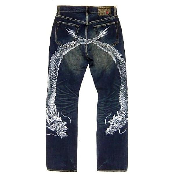 備中倉敷工房倉 京友禅手描きデニムパンツ[トライバルドラゴン柄]/和柄ジーンズ/25340/送料無料 Amazon | [備中倉敷工房] (ビッチュウクラシキコウボウ) 倉 京友禅